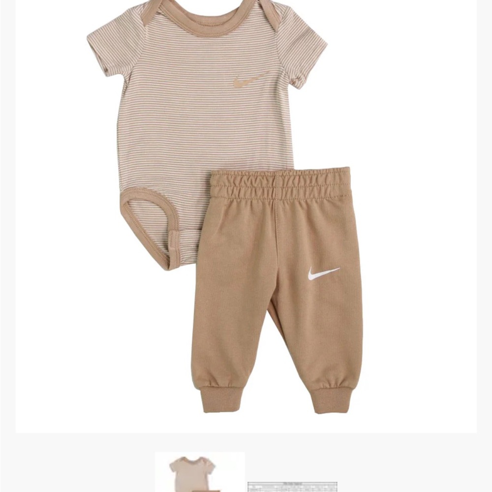 Nike Baby Striped Onesie and Pants Set - Tan